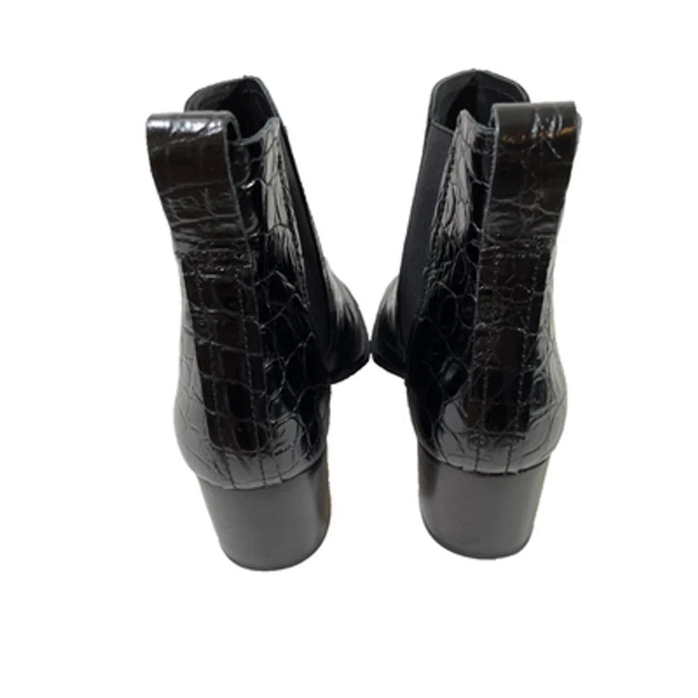 Rag and Bone Walker II Black Croc Embossed Leather Ankle Boots EU 36 US 6